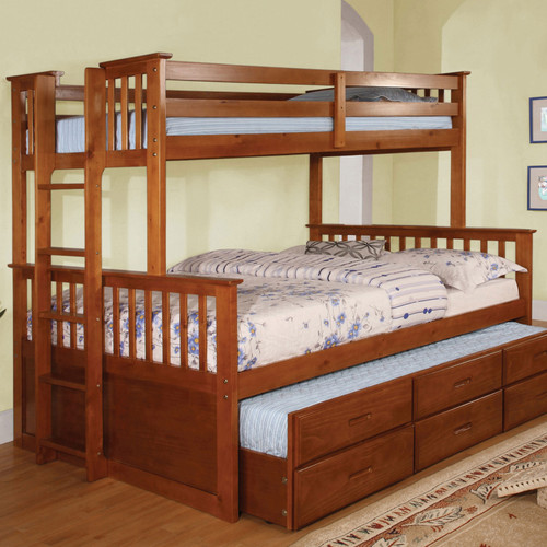 UNIVERSITY Twin/Full Bunk Bed / CM-BK458F-OAK-BED