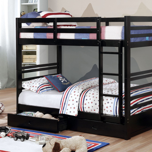 CALIFORNIA IV Twin/Twin Bunk Bed, Black / CM-BK588T-BK-BED