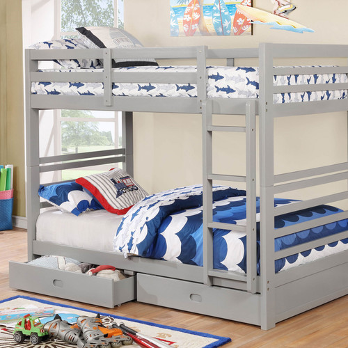 CALIFORNIA Twin/Twin Bunk Bed / CM-BK588T-GY-BED