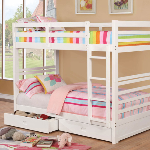 CALIFORNIA Twin/Twin Bunk Bed / CM-BK588T-WH-BED