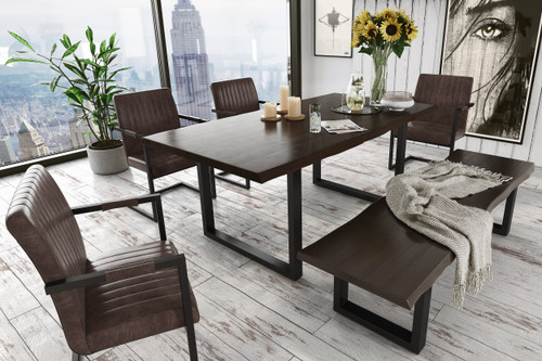 Modrest Leon Modern Umber Wood Live Edge Dining Table / VGWH181120310