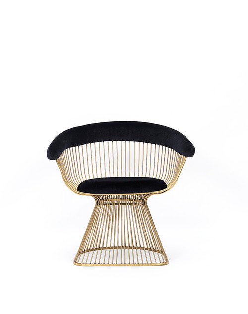 Modrest Chandler Black Velvet & Gold Dining Chair / VGZAY007-BLKGLD