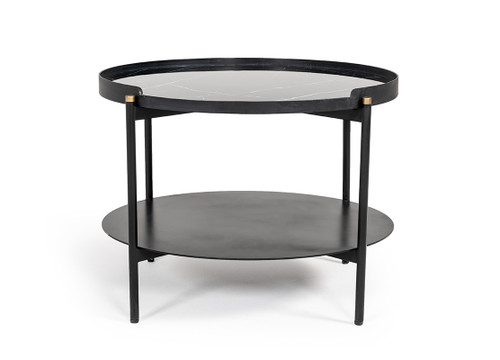 Modrest Randal Modern Round Black Metal Coffee Table / VGLBCOMP-CF60-02