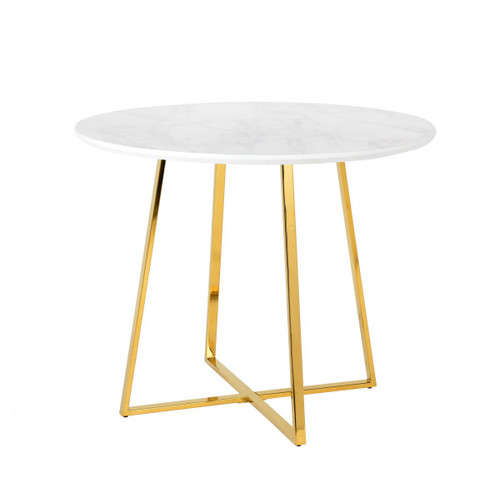 Modrest Swain Modern Faux Marble & Gold Round Dining Table / VGFHFDT8004