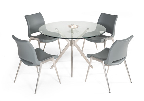 Modrest Dallas - Modern Brushed Stainless Steel Dining Table / VGHR7038-BSS