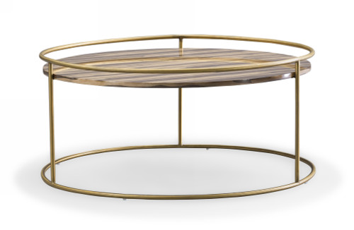 Modrest Gilcrest - Glam Brown and Gold Marble Coffee Table / VGODLZ-199C