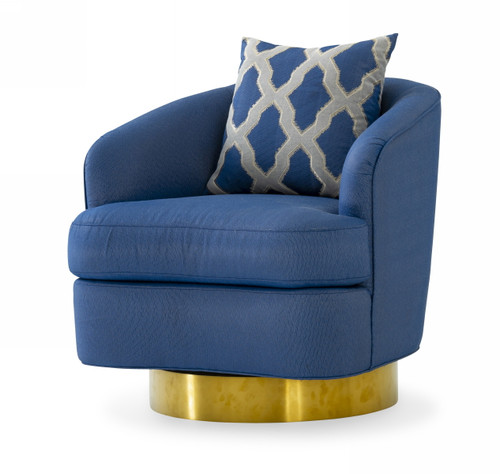 Modrest Niagra - Glam Blue and Gold Fabric Accent Chair / VGODZW-981