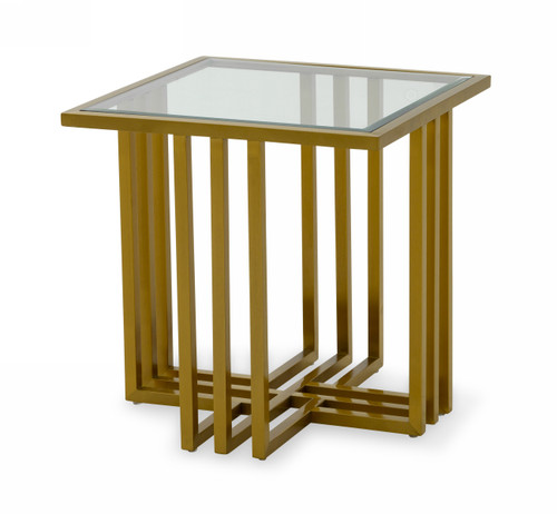 Modrest Kodiak - Glam Clear Glass and Gold Glass End Table / VGODLZ-210E
