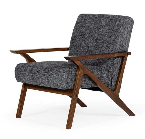 Modrest Candea - Mid-Century Walnut and Grey Accent Chair / VGMAMI-997-CHR