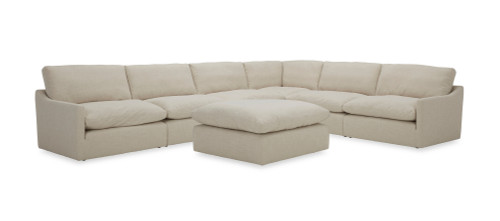 Divani Casa Fedora - Modern White Fabric Sectional Sofa + Ottoman / VGKKKF2637-B1223