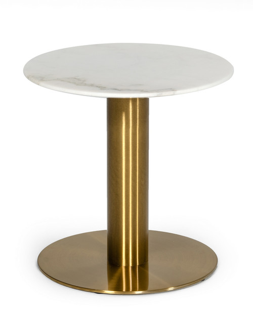 Modrest Fairway - Glam White Marble and Brushed Gold End Table / VGEUMC-6931ET