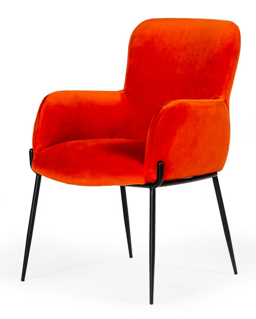 Modrest Frisco - Mid-Century Orange Velvet dining Chair / VGEUMC-9577CH-A