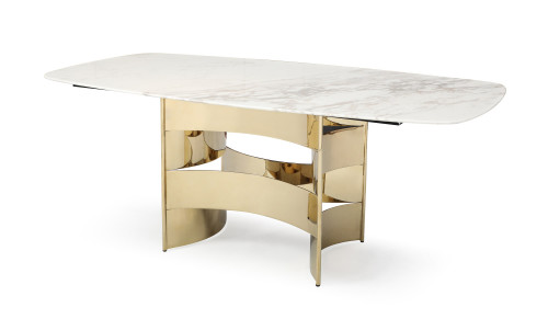 Modrest Marmot - White Marble and Champagne Gold Dining Table / VGVCT005-22-WHT