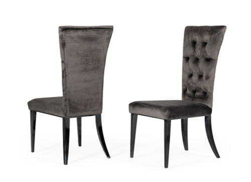 Modrest Darley - Modern Grey Velvet Dining Chair Set of 2 / VGZAY623-GRY