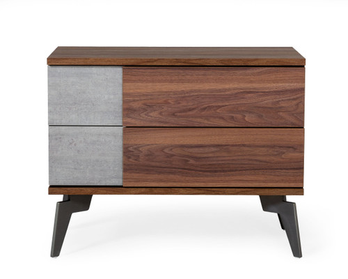 Nova Domus Palermo - Modern Italian Faux Concrete & Walnut Nightstand / VGACPALERMO-WAL-NS