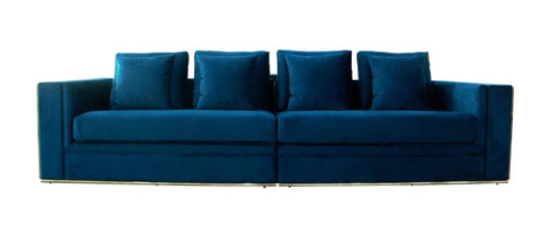 Divani Casa Mobray - Glam Blue & Gold Fabric Sofa / VGUIMY524-BLUE