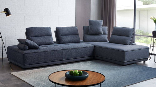 Divani Casa Glendale - Modern Blue Fabric Modular Sectional Sofa / VGMBMB-1907-BLU