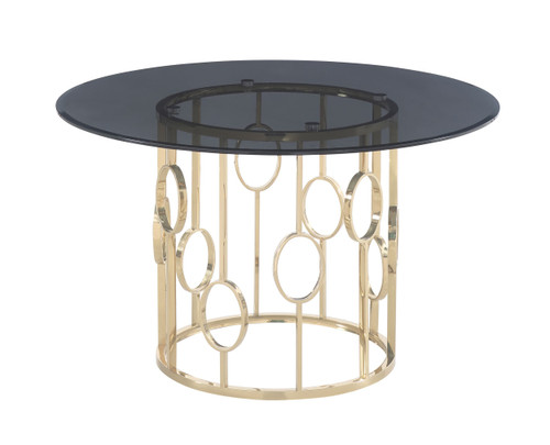 Modrest Filbert - Modern Smoked Glass & Champagne Gold Dining Table / VGZAT122-GOLD-DT