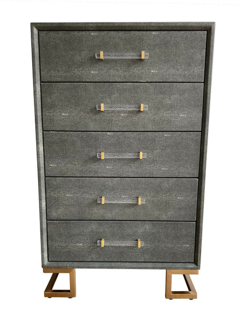 Modrest Howard - Modern Shagreen Grey Leatherette & Gold Chest / VGGMCHD-1528-5-CHEST