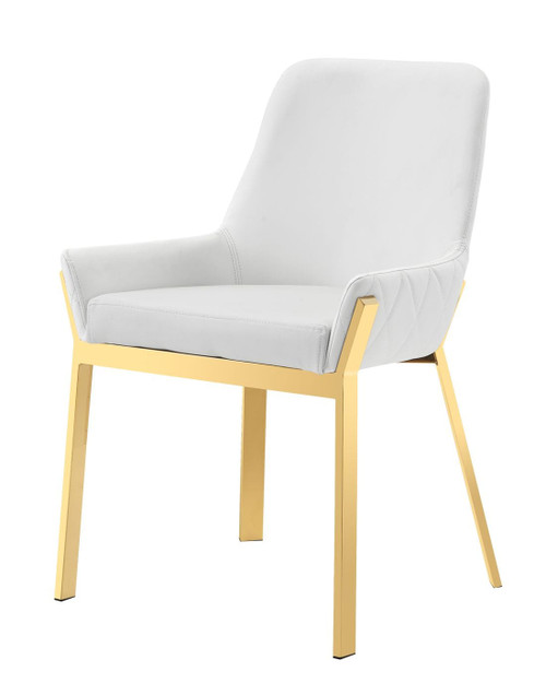 Modrest Ganon - Modern White & Gold Dining Chair / VGGAGA-6736CH-WHT-GLD-DC