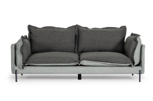 Divani Casa Mars - Modern Grey & Dark Grey Fabric Sofa / VGCF591-DKGRY-S