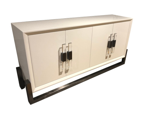 Modrest Lenny - Modern White High Gloss & Stainless Steel Gun Metal Buffet / VGGMW-1393B-WHT-BUF