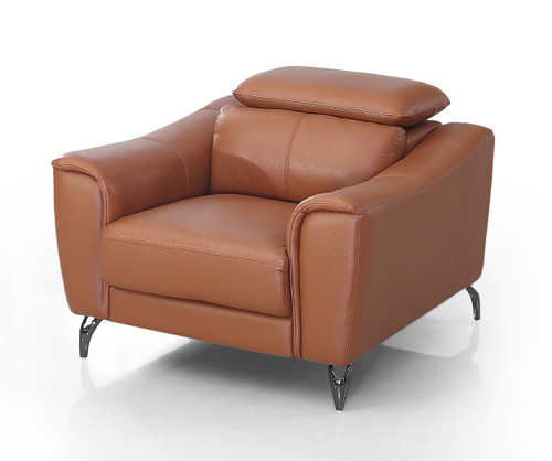 Divani Casa Danis - Modern Cognac Leather Brown Chair / VGBNS-1803-BRN-CH