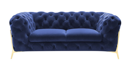 Divani Casa Sheila - Transitional Dark Blue Fabric Loveseat / VGCA1346-BLUE-L