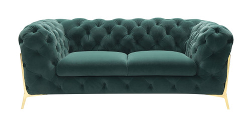 Divani Casa Sheila - Transitional Emerald Green Fabric Loveseat / VGCA1346-EM-GRN-L