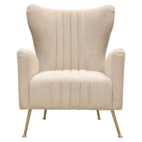 Ava Chair in Sand Linen Fabric w/ Gold Leg / AVACHSD