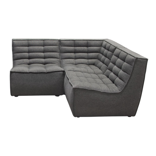 Marshall 3PC Corner Modular Sectional w/ Scooped Seat in Grey Fabric / MARSHALL3PCGR