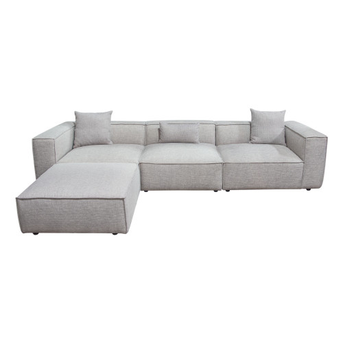 Vice 4PC Modular Sectional in Barley Fabric with Ottoman / VICE4PCBA