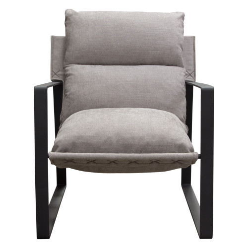 Miller Sling Accent Chair in Grey Fabric w/ Black Powder Coated Metal Frame / MILLERCHGR