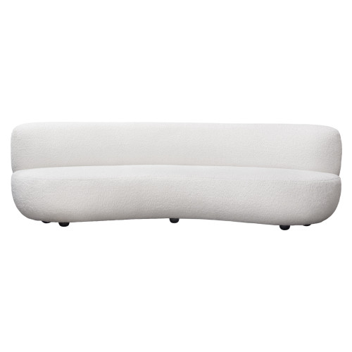 Simone Curved Sofa in White Faux Sheepskin Fabric / SIMONESOWH