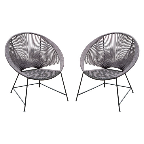 Pablo 2-Pack Accent Chairs in Black/Grey Rope w/ Black Metal Frame / PABLOCHGRBL2PK