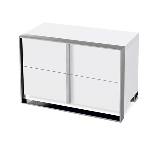 Nova Domus Francois - Modern White & Stainless Steel Nightstand / VGHBVIGU2-WHT-NS