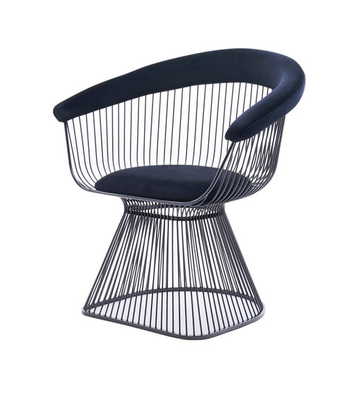 Modrest Chandler - Modern Black Velvet & Black Stainless Steel Dining Chair / VGZAY007-1-BLK-DC