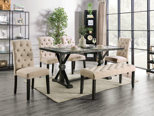ALFRED 6 Pc. Dining Table Set W/ Bench / CM3735T-IV-6PC-BN
