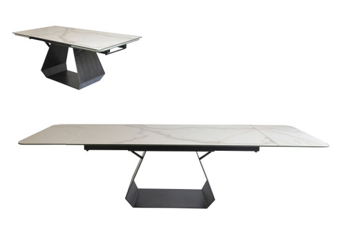Modrest Howell - Modern White Ceramic Extendable Dining Table / VGYFDT8895-WHT-DT