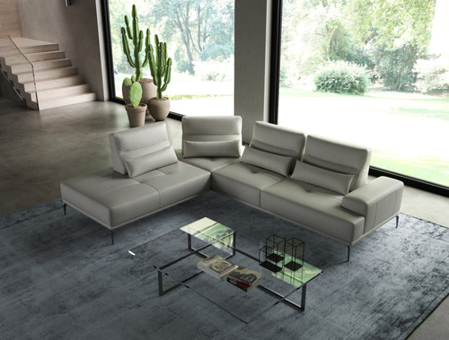 Lamod Italia Sunset - Contemporary Italian Grey Leather Left Facing Sectional Sofa / VGCCSUNSET-LAF-GRY-SECT