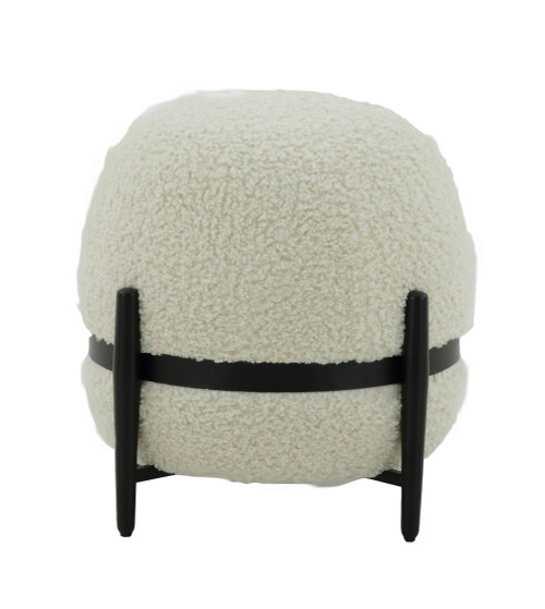 Divani Casa Fouston - Contemporary White Sherpa Pouf / VGODZW-20156-WHT-OTT