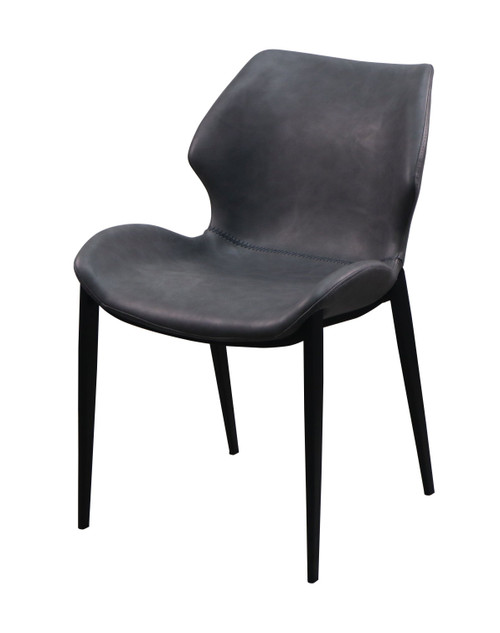 Modrest Instone - Industrial Dark Grey Eco-Leather Dining Chair (Set of 2) / VGHR3532-DKGRY-DC