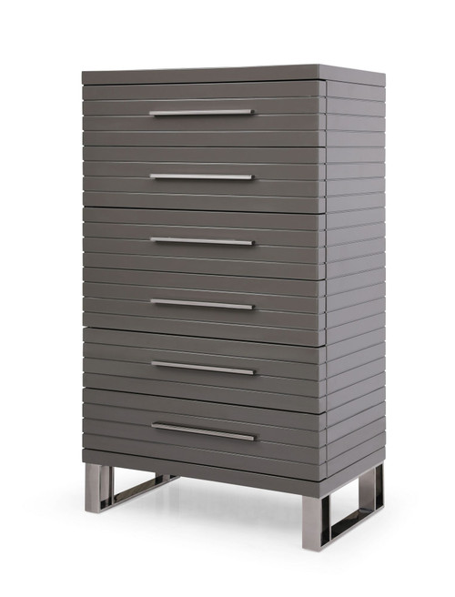 Modrest Splendor - Grey High Gloss Slatted Chest / VGVCJ20256-6H-GRY-CHEST