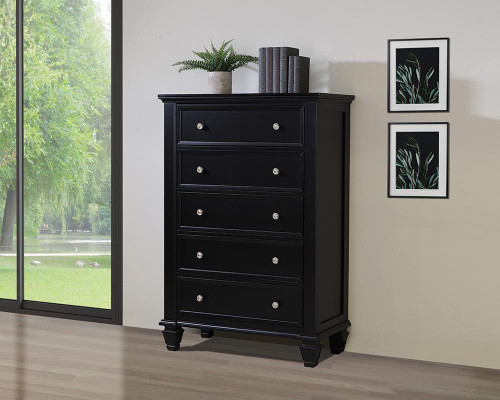 Sandy Beach 5-drawer Chest Black / CS-201325