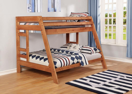 Wrangle Hill Wood Twin Over Full Bunk Bed Amber Wash / CS-460093