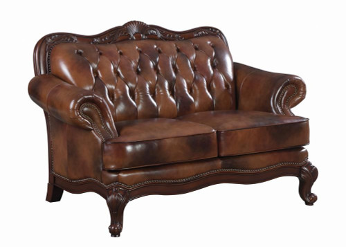 Victoria Tufted Back Loveseat Tri-tone and Brown / CS-500682