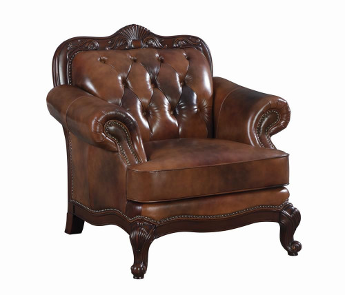 Victoria Rolled Arm Chair Tri-tone and Brown / CS-500683