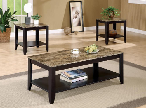 Flores 3-piece Occasional Table Set with Shelf Cappuccino / CS-700155