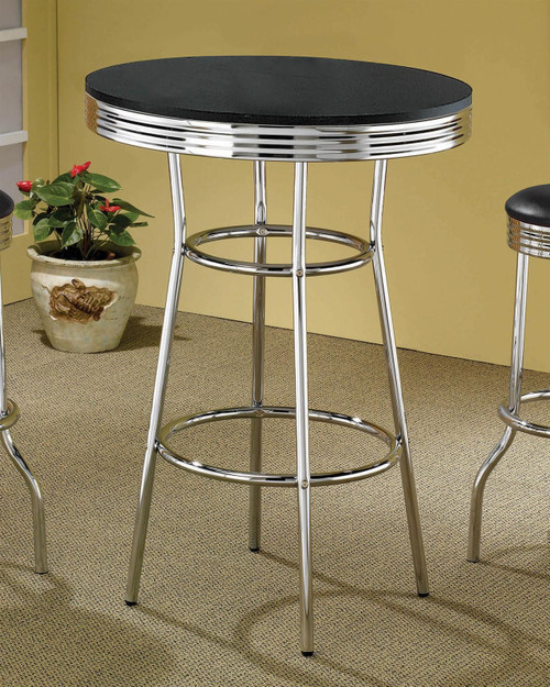 Theodore Round Bar Table Black and Chrome / CS-2405