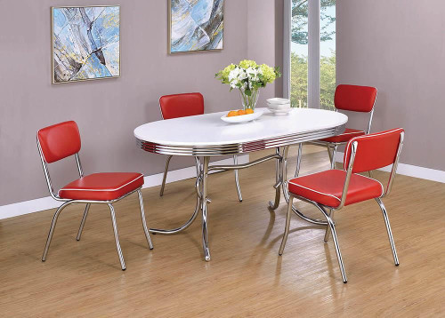 Retro Open Back Side Chairs Red and Chrome (Set of 2) / CS-2450R